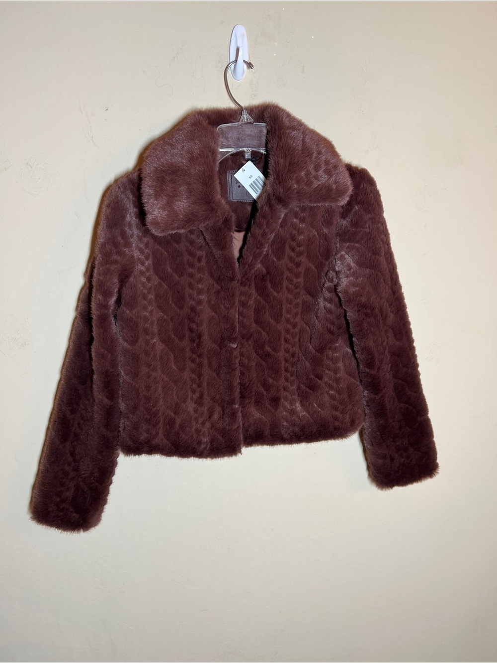 BlankNYC Brown Faux Fur Crop Jacket